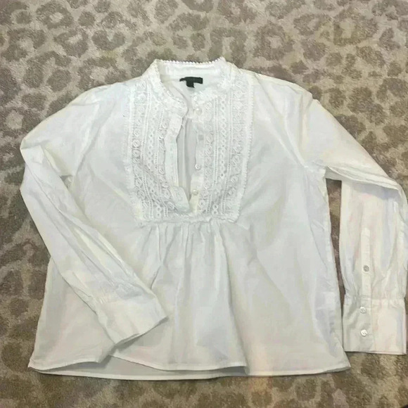 J.Crew Lace Bib Popover Shirt in White, size 14 - Picture 4 of 10